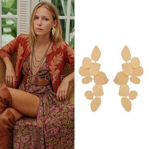 Lily Lough Gold Petal Drop Earrings | Geometric Statement Jewelry